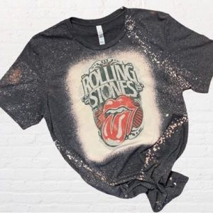 Rolling Stones Sublimated BellaCanvas Bleached Handmade Retro Rock Music T-shirt